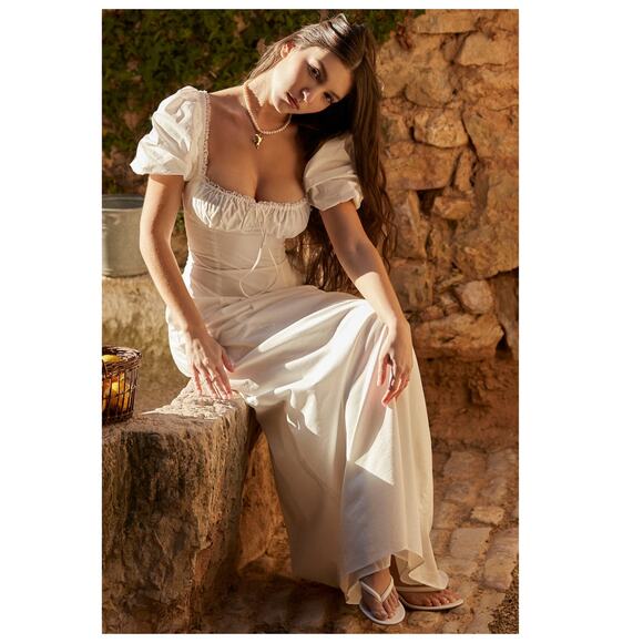 House of CB Felizia White Puff Sleeve Maxi Sundress Size XS - Picture 3 of 16